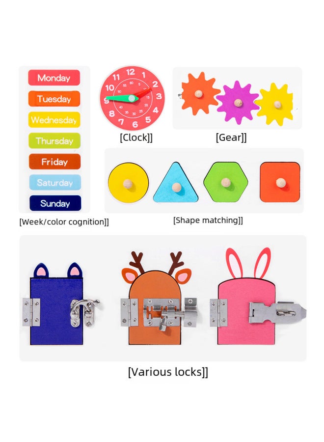 Wooden Children's Early Education Wisdom Busy Board Montessori Teaching Aids Children's Educational Unlocking Toys Multifunctional Busy Board-Color:Smart Busy Board  - Image 4
