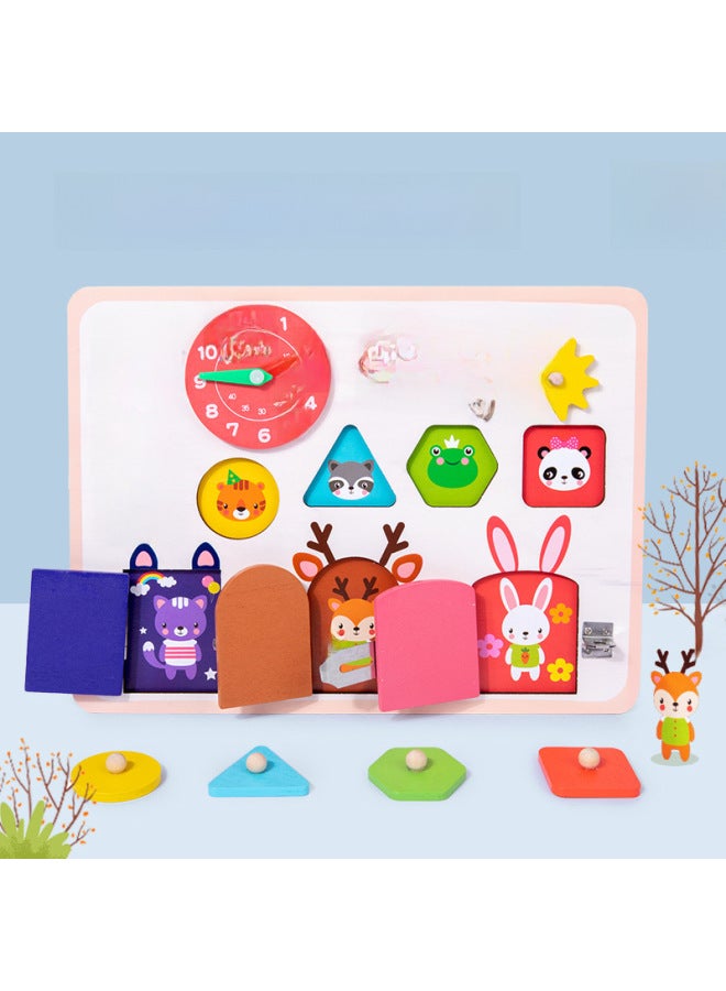 Wooden Children's Early Education Wisdom Busy Board Montessori Teaching Aids Children's Educational Unlocking Toys Multifunctional Busy Board-Color:Smart Busy Board  - Image 2