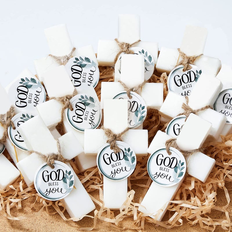 Otuuz 24 Pcs Baptism Favors for Guests Cross Soap Baby Shower Soap Favors Scented Soaps First Communion Gifts for Guests Party Wedding Birthday Gift Bridal