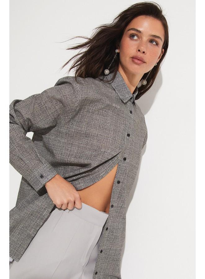 June Exclusive Patterned Cotton Shirt Beige - Image 2