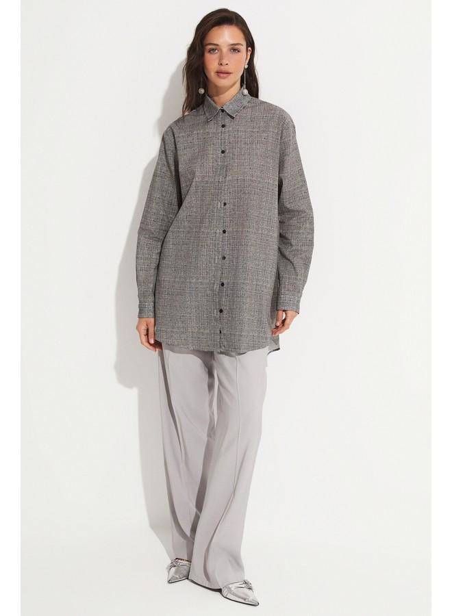 June Exclusive Patterned Cotton Shirt Beige - Image 1