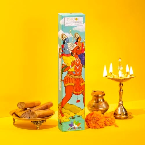 PHOOL LUXURY INCENSE فول لوكشري بخور أيودهيا بخور خشب الصندل (شاندان) عيدان البخور – 40 عود بخور طبيعي خالٍ من الفحم النباتي - Image 2