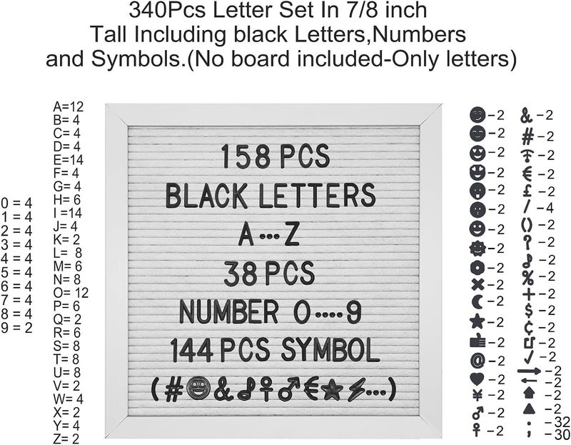 G GAMIT Felt Letter Board Letters Set, Pre-Cut 340pcs 7/8 inch(0.875") Black Letters Only(No Board Included) - Image 2