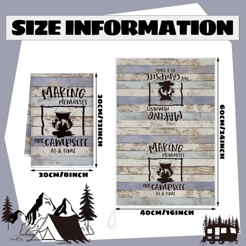 Boyiee Set of 6 Camping Kitchen Towels Happy Camper Tea Towels Absorbent Farmhouse Dish Towels with Funny Sayings 24 x 16 Inches Camping Hand Towels for RV Campers Lovers Gifts Accessories Decorations - Image 4