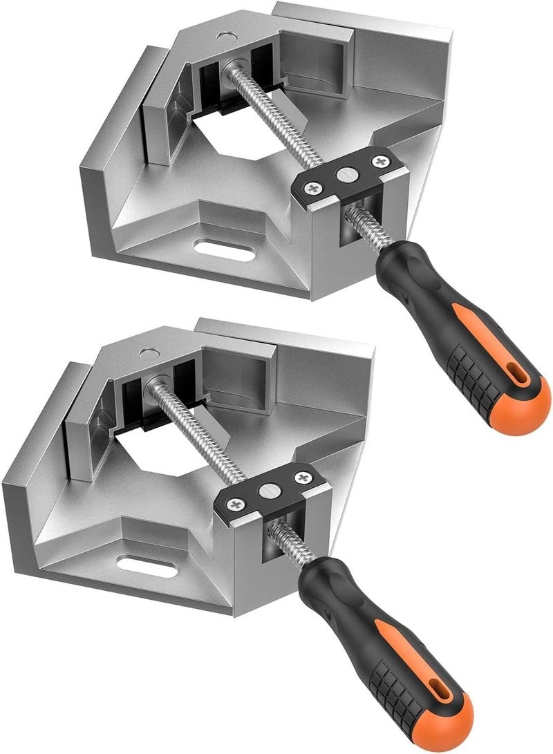 Arabest Right Angle Clamp, 2 Pack Single Handle 90° Aluminum Alloy Corner Clamp, Clamps for Woodworking Adjustable Swing Jaw, Woodworking Tools Photo Frame Vise Holder, Gifts for Men Dad  - Image 1