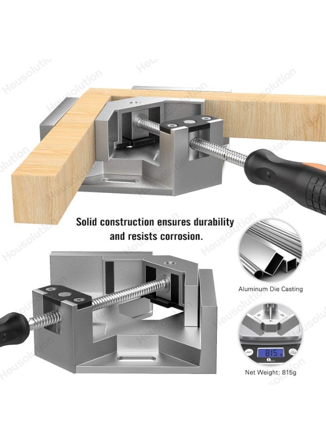 Arabest Right Angle Clamp, 2 Pack Single Handle 90° Aluminum Alloy Corner Clamp, Clamps for Woodworking Adjustable Swing Jaw, Woodworking Tools Photo Frame Vise Holder, Gifts for Men Dad  - Image 4