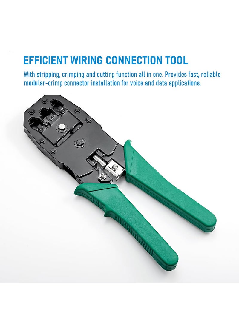 XIKKART XIKKART RJ45 Crimping Tool Kit Wire Stripper and Cutter 3 in 1 modular crimping tool rj45 network lan crimping tool kit set for Rj45 Rj11 Cat5ECat6 lan cable cutter tool Muticolor  - Image 2