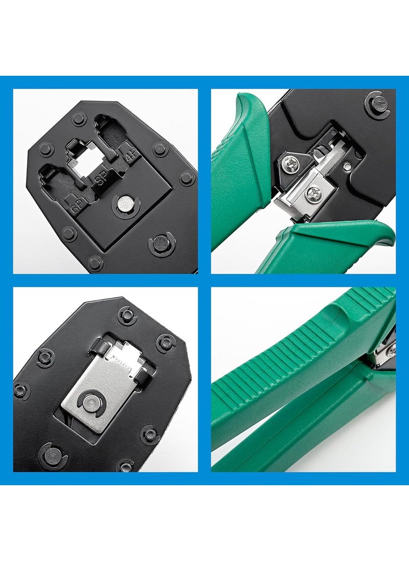 XIKKART XIKKART RJ45 Crimping Tool Kit Wire Stripper and Cutter 3 in 1 modular crimping tool rj45 network lan crimping tool kit set for Rj45 Rj11 Cat5ECat6 lan cable cutter tool Muticolor  - Image 5