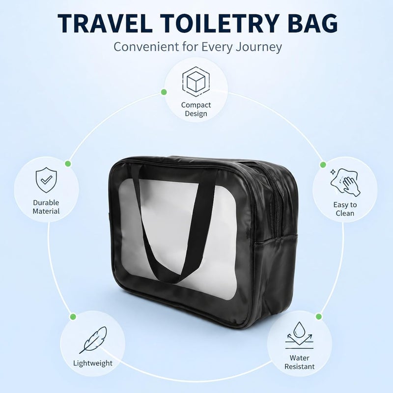 Waterproof Travel Storage Bag, Clear Plastic Cosmetic Makeup Bag, 30x21x9cm - Durable PVC Material, Translucent Design, Ideal for Women and Girls - Image 3