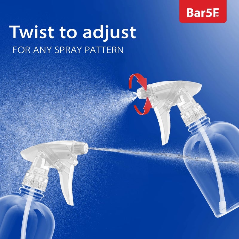 Bar5F زجاجة رذاذ بلاستيكية بار5F، 16 أونصة | مانعة للتسرب، فارغة، شفافة، مقبض زناد، قابلة للتعديل من رذاذ ناعم إلى تدفق، قابلة لإعادة التعبئة، رذاذ ثقيل للاستخدام في صالونات الشعر والسبا، ومنظفات المنزل، والطهي - Image 4