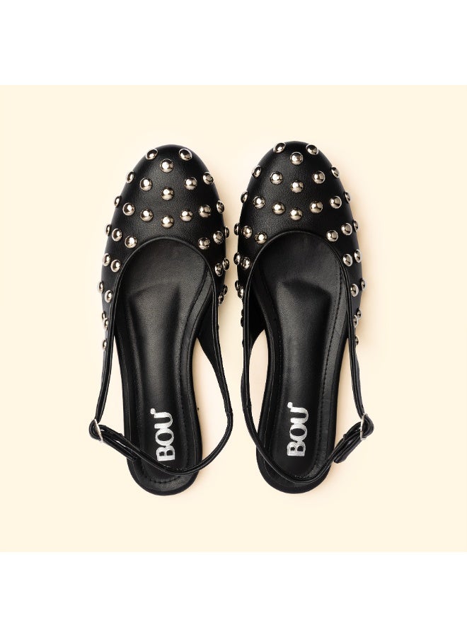 BOU NINA STUD SLINGBACKS - Nina Noir - Image 2