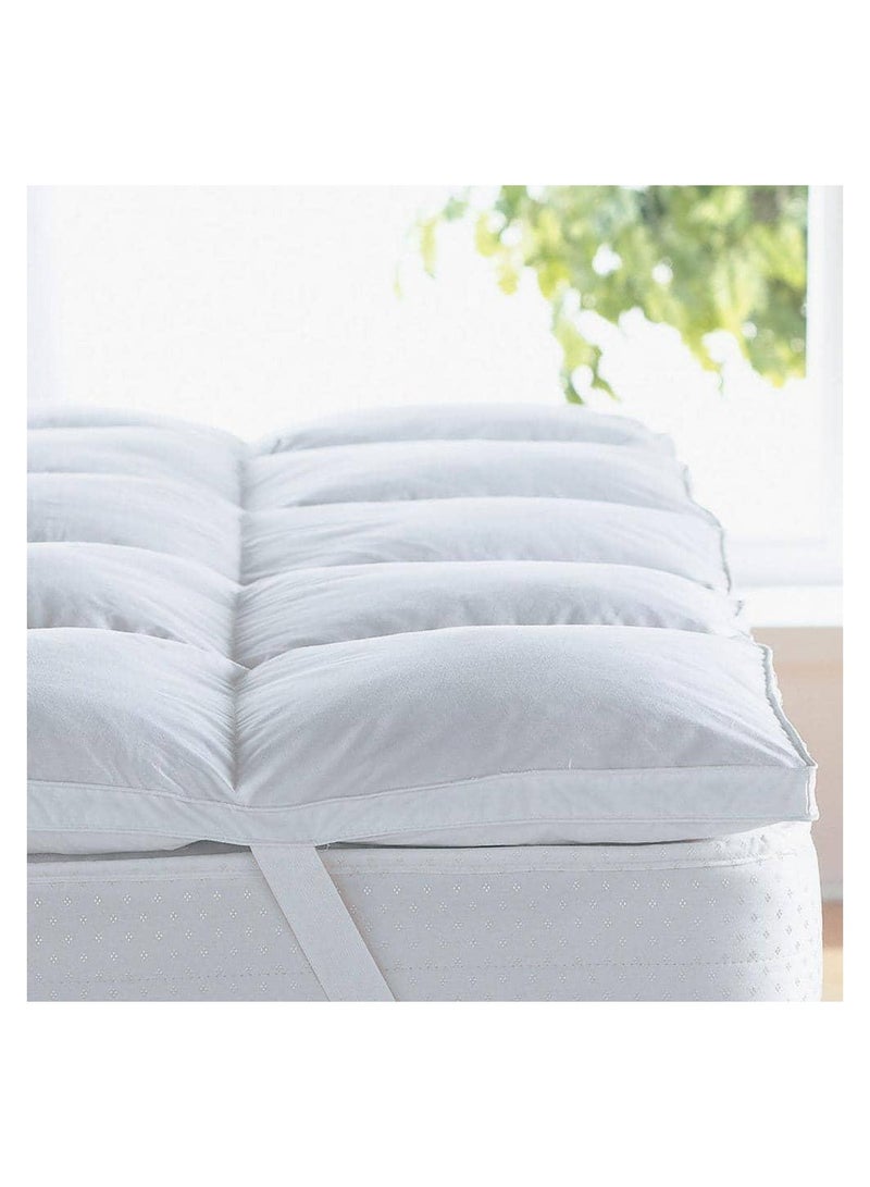 Comfy غطاء مرتبة مريح من القطن الأبيض الناعم بحشوة من الألياف مقاس 180×200 سم RZA85 - Image 2