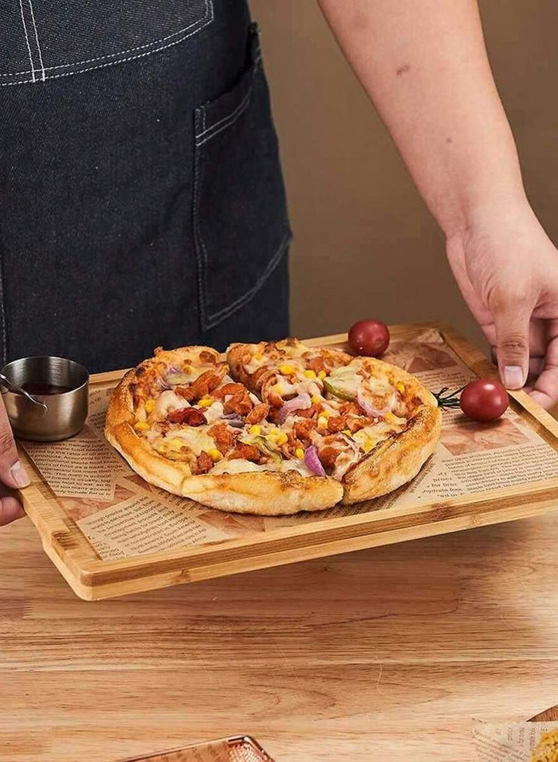 Baking Paper Parchment Sheets 100pcs 15x15cm Oil-Proof Stain-Resistant Retro Newspaper Print Sandwich Wrapping Paper Food Tray Basket Liners for Restaurant Cafe Catering Party Picnic Home Use - Image 3