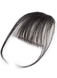 Y&D Clip in Air Bangs Remy Human Hair Extensions One Piece Front Neat Fringe Hand Tied Straight Flat on Hairpiece for Women  - Image 5