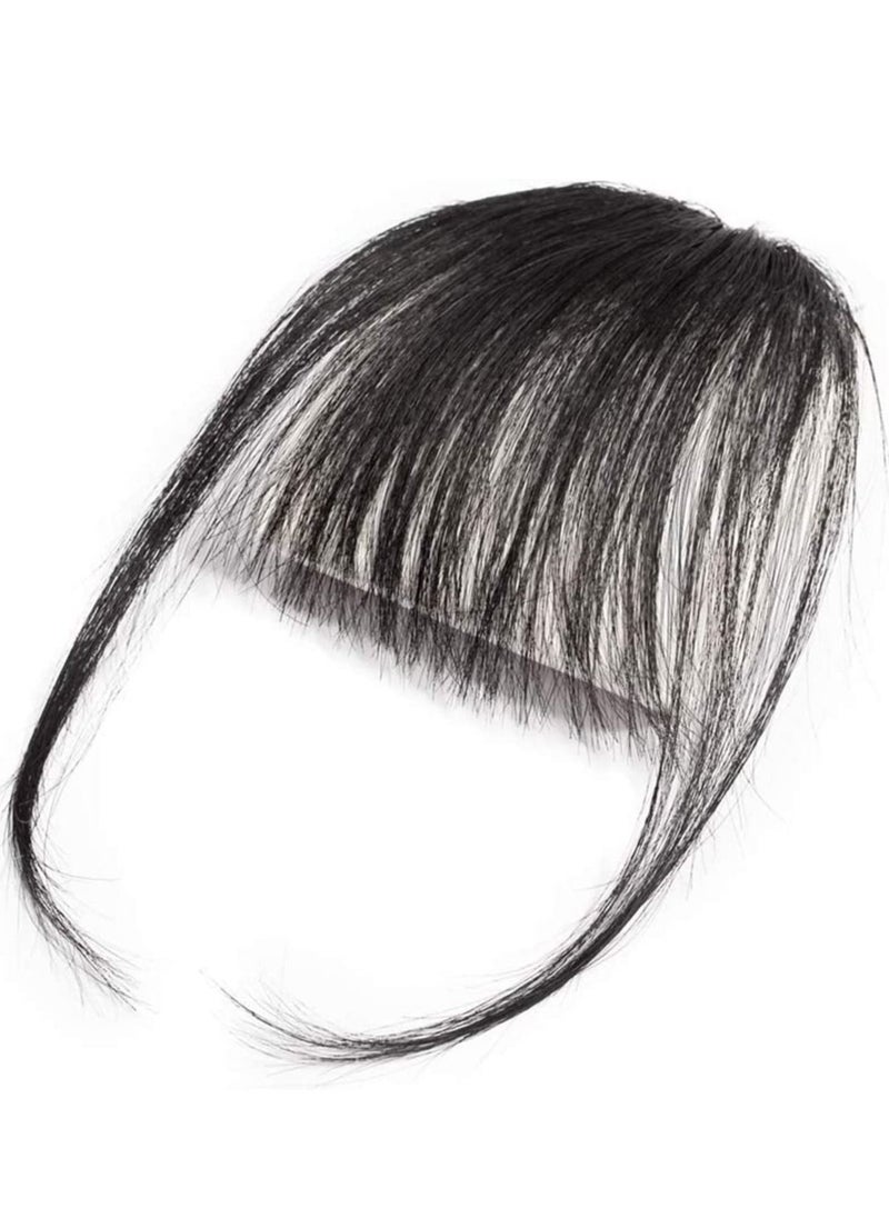 Y&D Clip in Air Bangs Remy Human Hair Extensions One Piece Front Neat Fringe Hand Tied Straight Flat on Hairpiece for Women  - Image 5