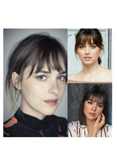 Y&D Clip in Air Bangs Remy Human Hair Extensions One Piece Front Neat Fringe Hand Tied Straight Flat on Hairpiece for Women  - Image 4