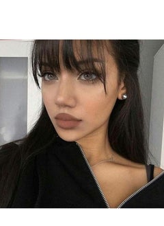 Y&D Clip in Air Bangs Remy Human Hair Extensions One Piece Front Neat Fringe Hand Tied Straight Flat on Hairpiece for Women  - Image 2