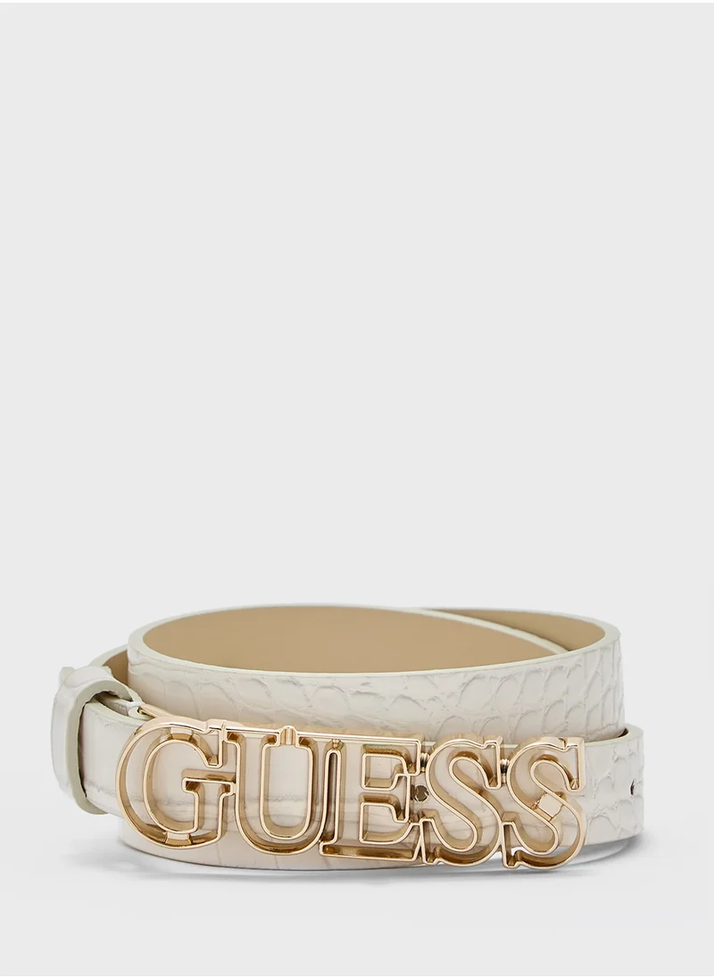 GUESS Logo Detailed Allocated Hole  Belt