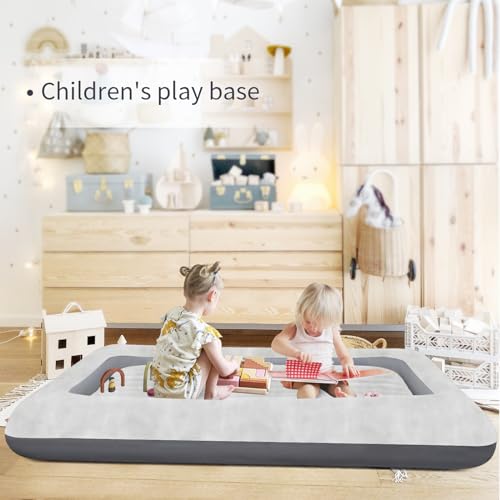 EQURROY Air Mattress for Kids：Portable Fast Kid air Mattress, Portable Toddler Inflatable Travel Bed, Surface with Plush Smooth Comfortable Ideal for Living Room, Room and Outdoor Camping use（Gray） - Image 5