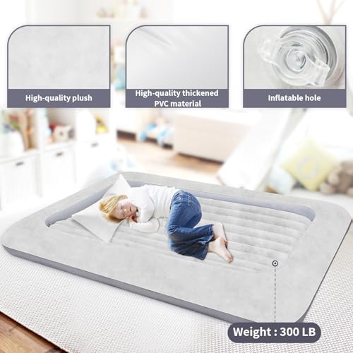 EQURROY Air Mattress for Kids：Portable Fast Kid air Mattress, Portable Toddler Inflatable Travel Bed, Surface with Plush Smooth Comfortable Ideal for Living Room, Room and Outdoor Camping use（Gray） - Image 4