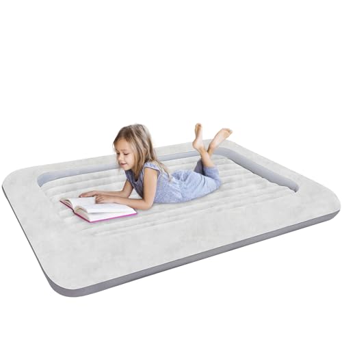 EQURROY Air Mattress for Kids：Portable Fast Kid air Mattress, Portable Toddler Inflatable Travel Bed, Surface with Plush Smooth Comfortable Ideal for Living Room, Room and Outdoor Camping use（Gray） - Image 1