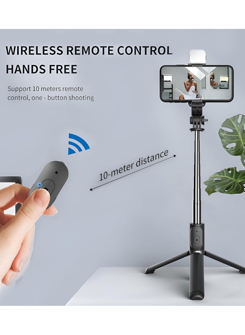 Angola Panda Convenient mobile phone tripod, selfie stick tripod with fill light, 70cm extendable selfie stick, extendable selfie stick and flexible mobile phone tripod stand with wireless remote control, compatible with iPhone, Samsung, Huawei smartphones, etc - Image 2