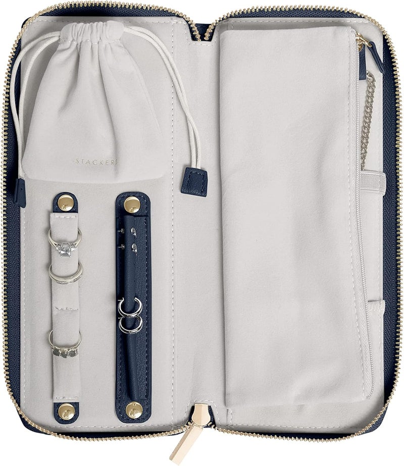 Stackers Navy Pebble Jewellery Roll - Image 1