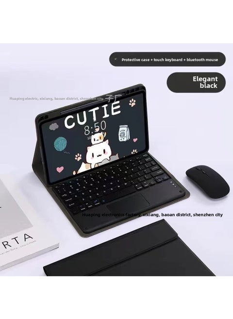Suitable For Xiaomi 6Pro Upper Pen Slot Bluetooth Keyboard Leather Case Matepad11.5 Miaocontrol Keyboard Case Red Mi SE-Color:Black Touch Keyboard Mouse Suit  Upper Pen Slot-Applicable Model:For Hua