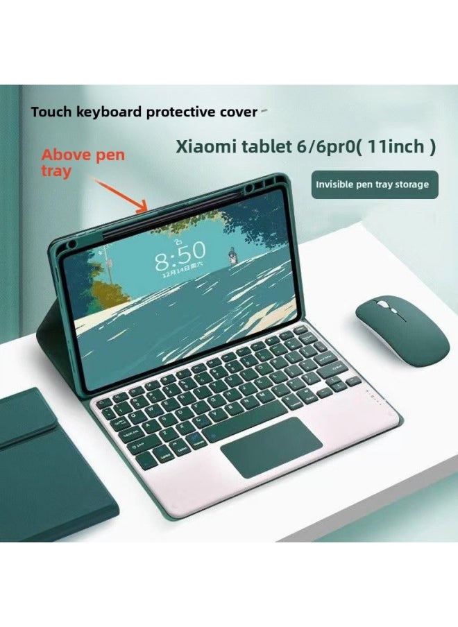 Generic - Suitable For Xiaomi 6Pro Upper Pen Slot Bluetooth Keyboard Leather Case Matepad11.5 Miaocontrol Keyboard Case Red Mi SE-Color:Black Touch Keyboard Mouse Suit  Upper Pen Slot-Applicable Model:For Hua - Image 1