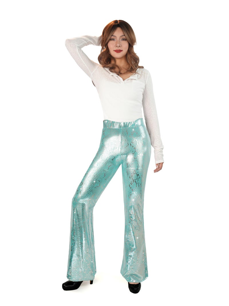 Nawgut Sequin Flare Pants Sparkly Glitter High Waisted Bell Bottoms Leggings Party Disco Clubwear for Women-Small Mint - Image 3