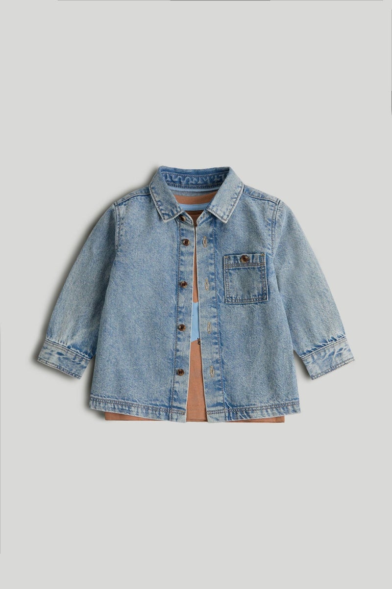 mothercare Denim Shirt and T-Shirt Set - Image 1