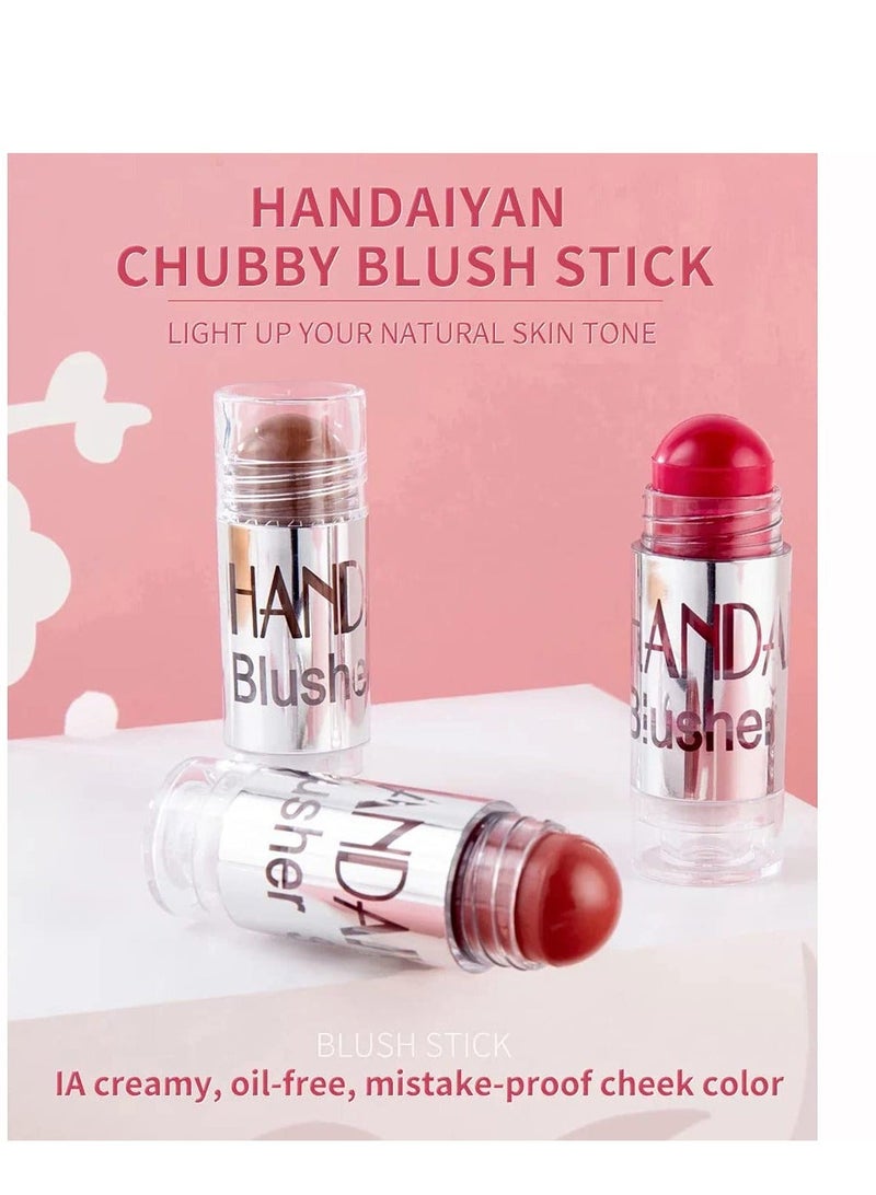 Blush Stick Set Matte Cream Blush Stick for Cheeks, Eyes, and Lips Natural Makeup Waterproof Long Lasting 3PCS Set - Image 3
