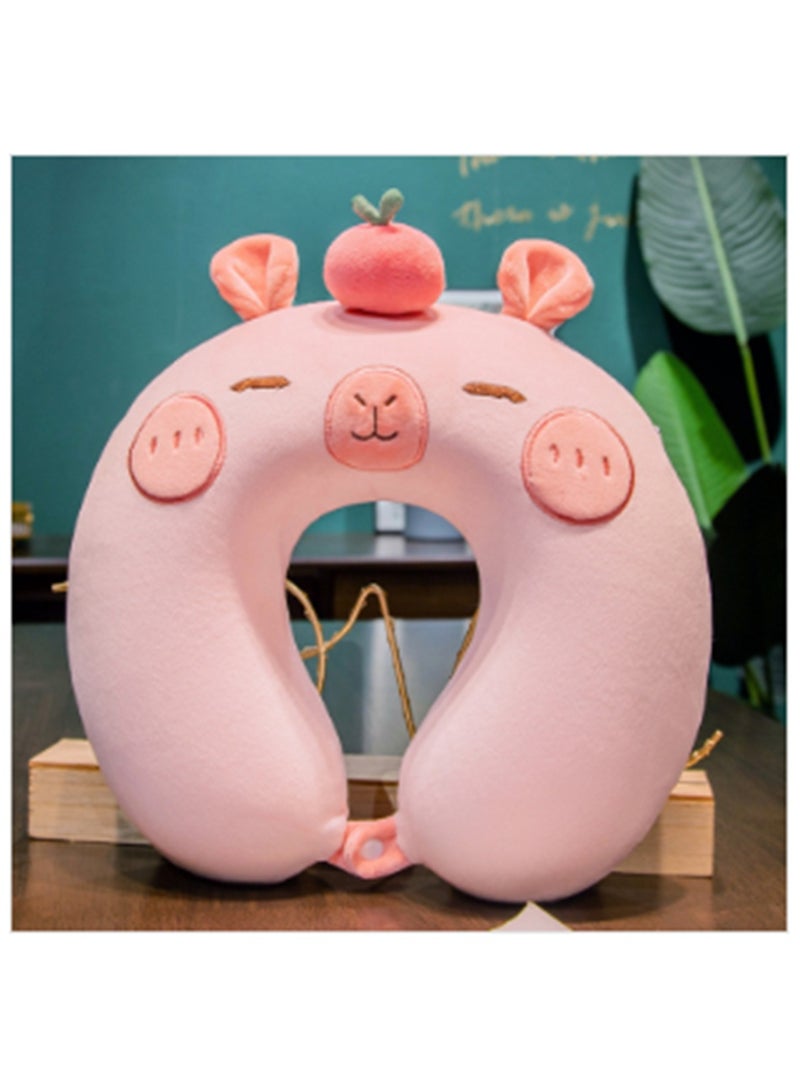 Travel Neck Pillow, 2Pcs Breathable U-Shaped Pillow Ergonomic Travel Head Pillow with Removable Cotton Cover, Cartoon Cervical Neck Cooling Pillows Filling Memory Foam for Sleeping, 30*30cm, (2Pcs Pink) - Image 4
