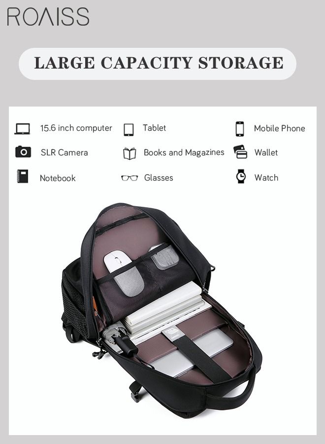 roaiss Fits 17 Inch Laptop Backpack Business Backpack 3 in 1 College Bookbag For Work School Travel Flight with USB Port Waterproof Casual Computer Daypack for Men Black  - Image 4