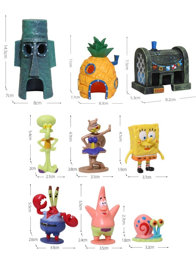ZVEV Spongebob Aquarium Decoration 9 Pieces Spongebob Aqua Ornaments Landscape Pineapple House Aquarium Decor Spongebob Fish Tank Ornament for Underwater Decoration Aquarium Fish Pond  - Image 4