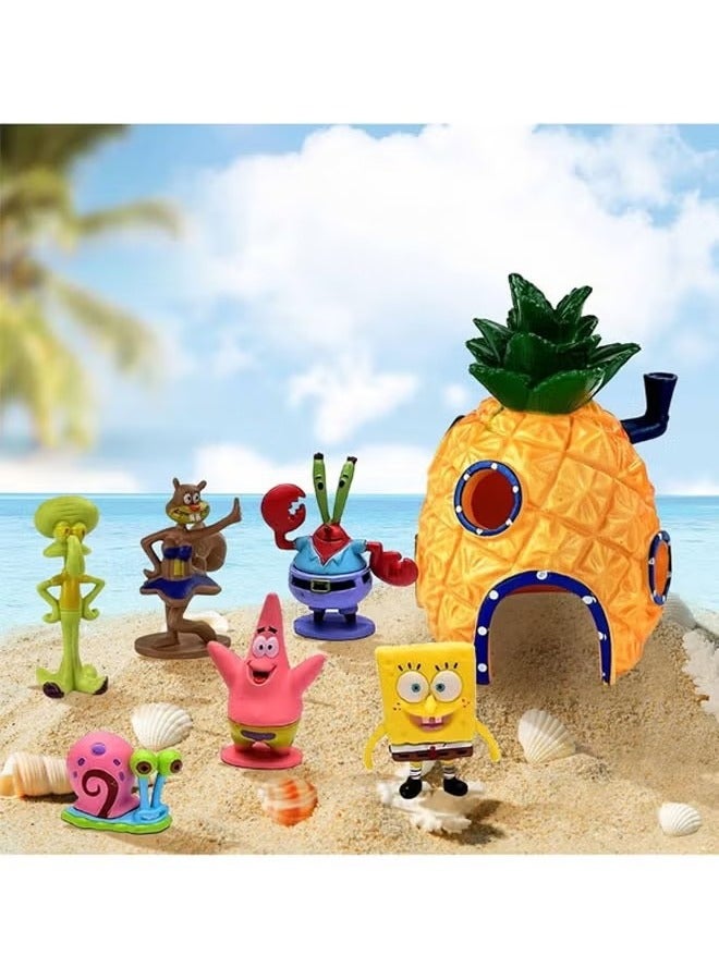ZVEV Spongebob Aquarium Decoration 9 Pieces Spongebob Aqua Ornaments Landscape Pineapple House Aquarium Decor Spongebob Fish Tank Ornament for Underwater Decoration Aquarium Fish Pond  - Image 2