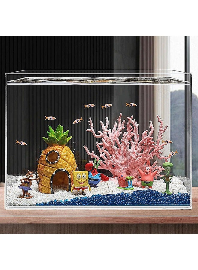 ZVEV Spongebob Aquarium Decoration 9 Pieces Spongebob Aqua Ornaments Landscape Pineapple House Aquarium Decor Spongebob Fish Tank Ornament for Underwater Decoration Aquarium Fish Pond  - Image 5
