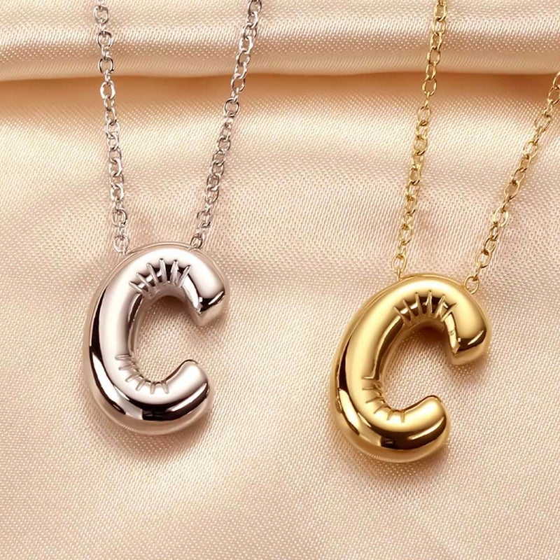Panshi Gold Initial Necklaces For Women Teens Gifts Layered Choker Bubble Letter Necklace Gold Jewelry Teen Gift Trendy Stuff Personalized Gifts For Women Her C - Image 5
