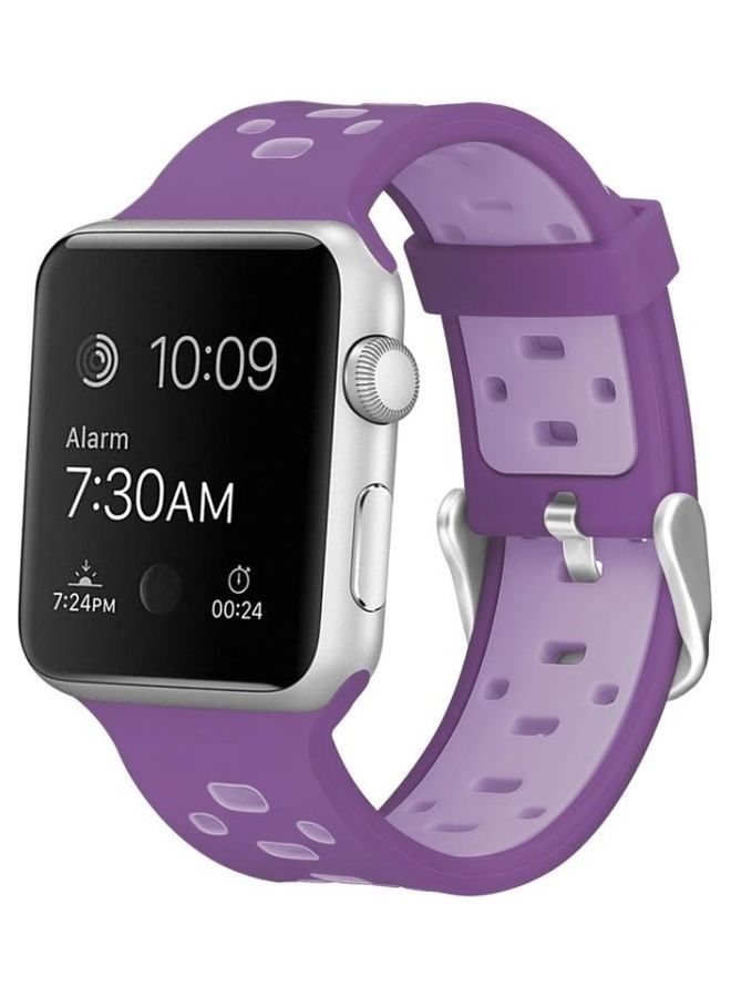 NIBEMINENT Square Hole Buckle Replacement Strap Watchband For Apple Watch Series 7 45mm/6 & SE 5 4 44mm/3 2 1 42mm Purple - Image 1