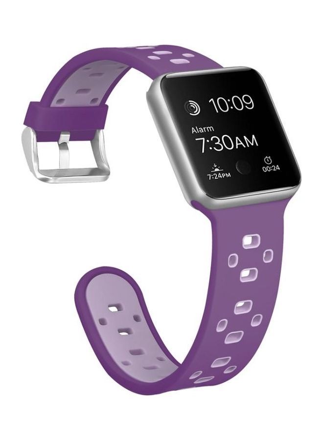 NIBEMINENT Square Hole Buckle Replacement Strap Watchband For Apple Watch Series 7 45mm/6 & SE 5 4 44mm/3 2 1 42mm Purple - Image 3