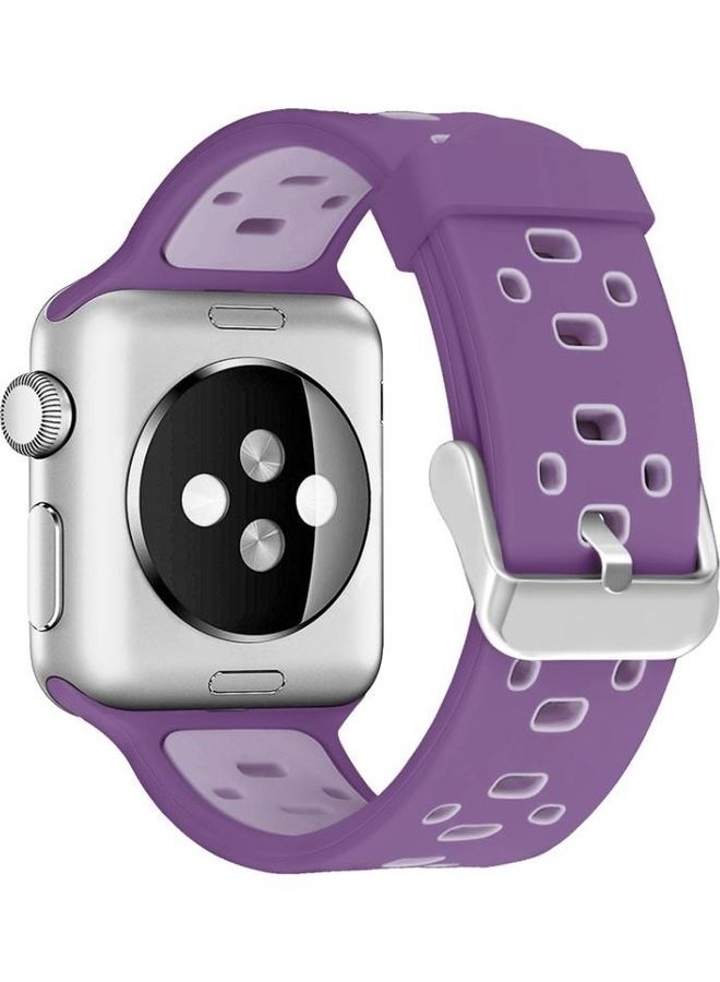 NIBEMINENT Square Hole Buckle Replacement Strap Watchband For Apple Watch Series 7 45mm/6 & SE 5 4 44mm/3 2 1 42mm Purple - Image 2