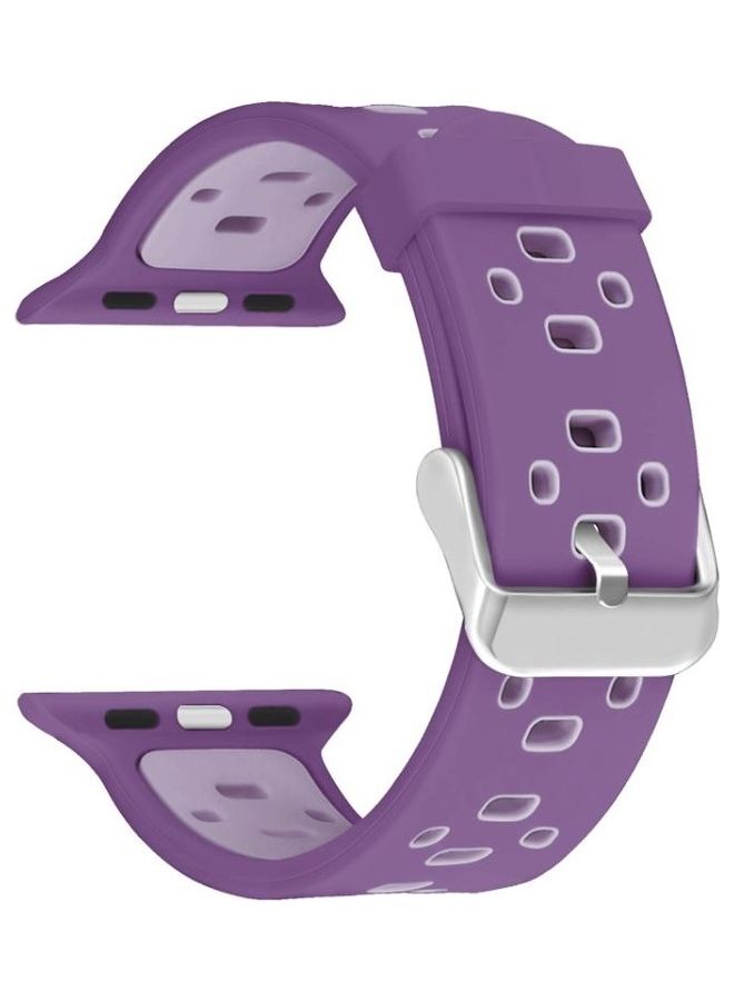 NIBEMINENT Square Hole Buckle Replacement Strap Watchband For Apple Watch Series 7 45mm/6 & SE 5 4 44mm/3 2 1 42mm Purple - Image 4