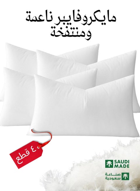 Sofa Cushion 30 X 50 Cm White Pack of 4 Soft Brushed Microfiber Throw Pillow Insert Comfortable Plush Comfort and Perfect Support- Pillows for Sofa, Bed and Couch