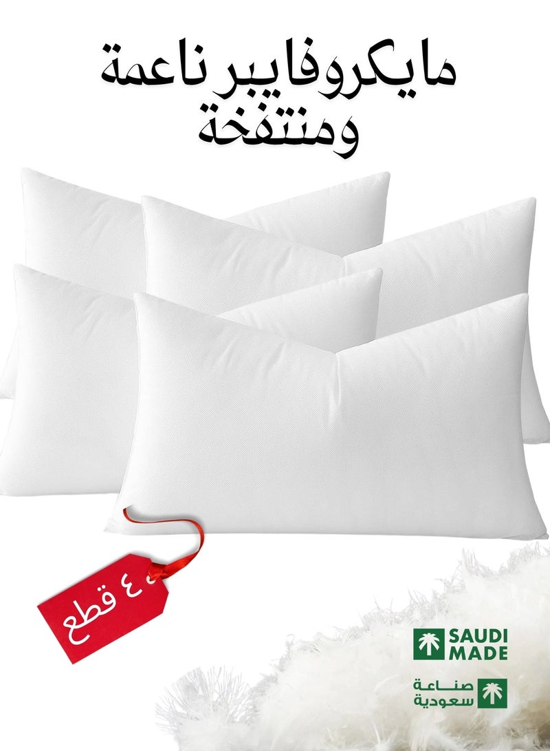 F.A.M.S Sofa Cushion 30 X 50 Cm White Pack of 4 Soft Brushed Microfiber Throw Pillow Insert Comfortable Plush Comfort and Perfect Support- Pillows for Sofa, Bed and Couch - Image 1