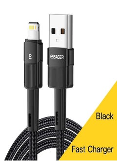 ESSAGER High quality braided cable USB To iPhone,1 meter long, supports fast charging, Black  - Image 1