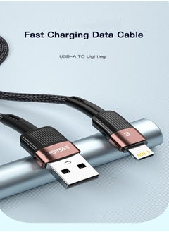 ESSAGER High quality braided cable USB To iPhone,1 meter long, supports fast charging, Black  - Image 3