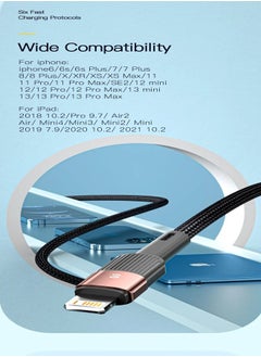 ESSAGER High quality braided cable USB To iPhone,1 meter long, supports fast charging, Black  - Image 2