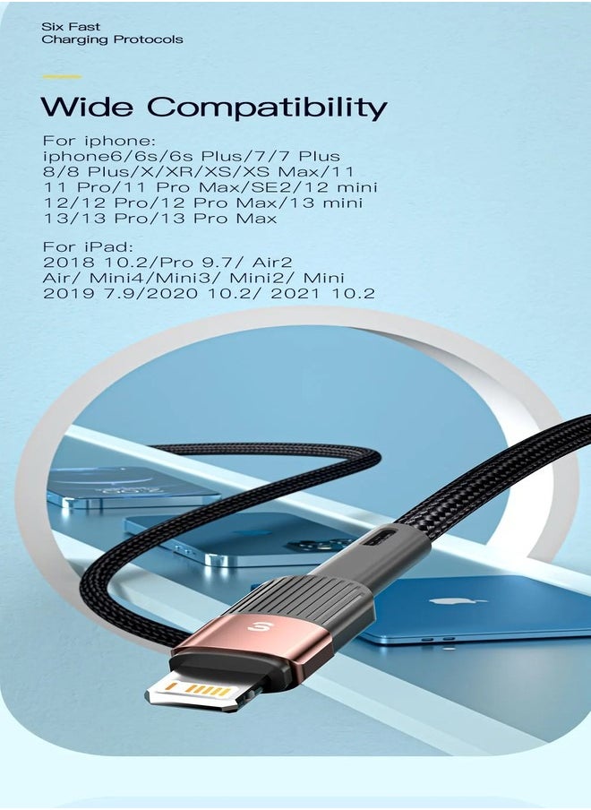 ESSAGER - High quality braided cable USB To iPhone,1 meter long, supports fast charging, Black - Image 1