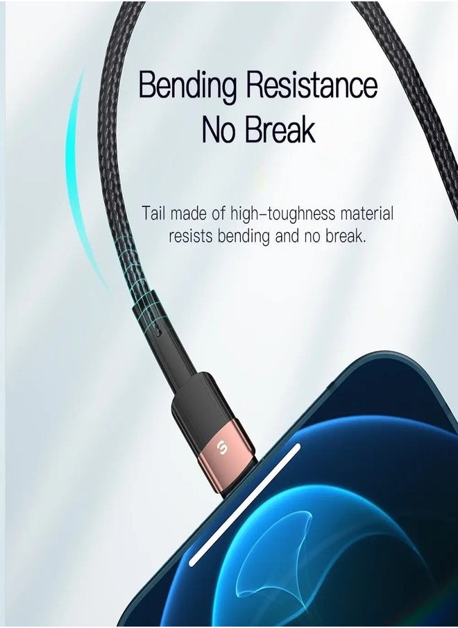 ESSAGER - High quality braided cable USB To iPhone,1 meter long, supports fast charging, Black - Image 1