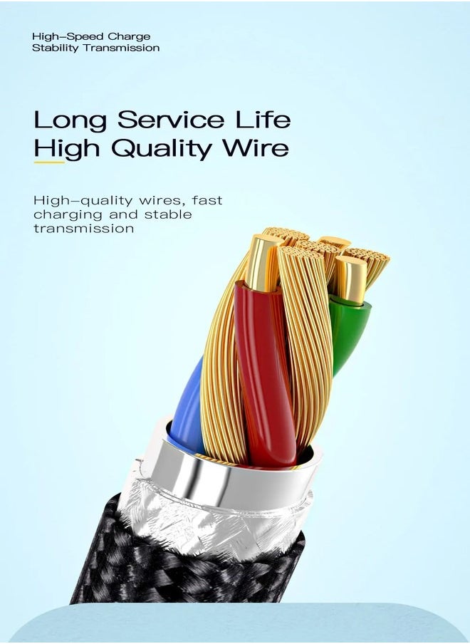 ESSAGER - High quality braided cable USB To iPhone,1 meter long, supports fast charging, Black - Image 1